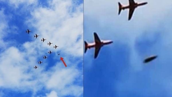 НЛО пролетел мимо истребителей на авиашоу в Англии и попал на видео
